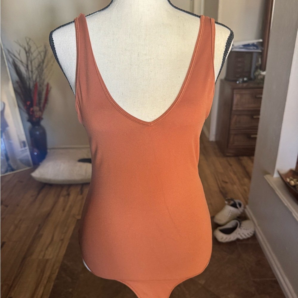 Women's Burnt Orange Sleeveless bodysuit